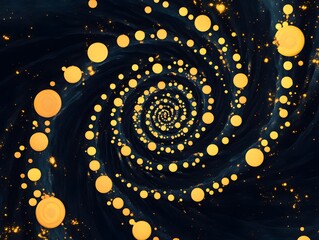 Abstract Golden Spiral Galaxy Cosmic Dust Art