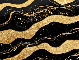 Abstract Gold Glitter Black Marble Texture Background