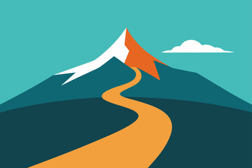 Mountain landscape with winding path and single cloud