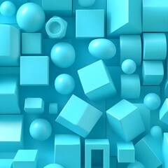 Abstract 3D Render of Turquoise Geometric Shapes