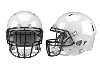 Fototapeta premium Two white football helmets isolated on transparent background