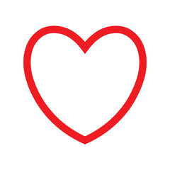 Clean Geometric Perfect Red Heart Outline Shape Vector Icon Simple Graphic Design Element Love