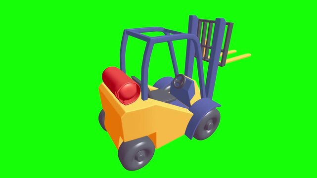 Forklift Loader lift truck. 3d render. Available in 4K video render footage