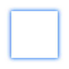 Blue neon glowing square frame isolated on transparent background