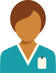 Fototapeta premium Portrait of a female nurse wearing teal scrubs and an id badge, representing healthcare professionals