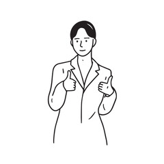 Line illustration of a woman in a suit showing a thumbs-up gesture &mdash; business and female professional vector