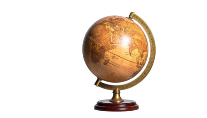 Vintage, illuminated globe in a darkened setting, highlighting continents