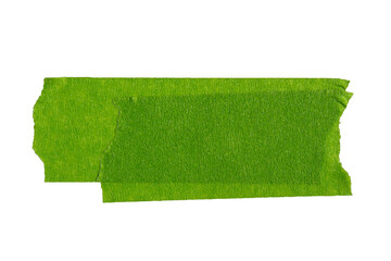Green adhesive torn paper tape isolated on transparent background