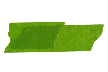 Green adhesive torn paper tape isolated on transparent background