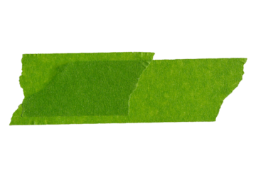 Green adhesive torn paper tape isolated on transparent background