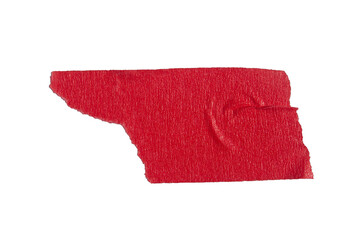 Ripped torn paper adhesive red masking tape on transparent background