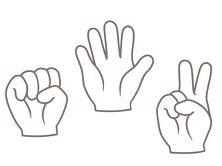 じゃんけん　グーチョキパーの手イラスト　白