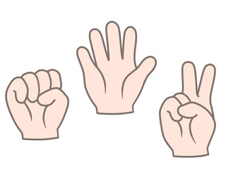 じゃんけん　グーチョキパーの手イラスト　肌色