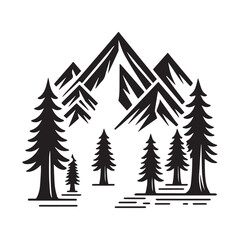Obraz premium Nature Landscape Outdoor Mountain Icon, Flat Silhouette of an Outdoor Scenery Vector for Adventure Illustration Design