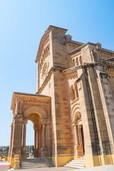 Facade and stairs to the columned entrance portico of the Ta' Pinu Basilica, Gharb - Gozo MALTA