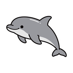 Adorable Little Dolphin Swimming Cartoon Sea Animal Vector Illustration