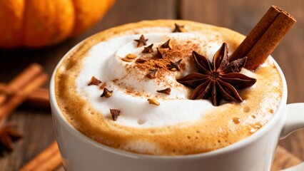 Pumpkin Spice Latte with Star Anise and Cinnamon