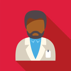 Male scientist wearing lab coat and id badge, representing science and research