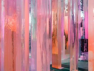 Obraz premium Abstract Pink and Orange Acrylic Columns Art