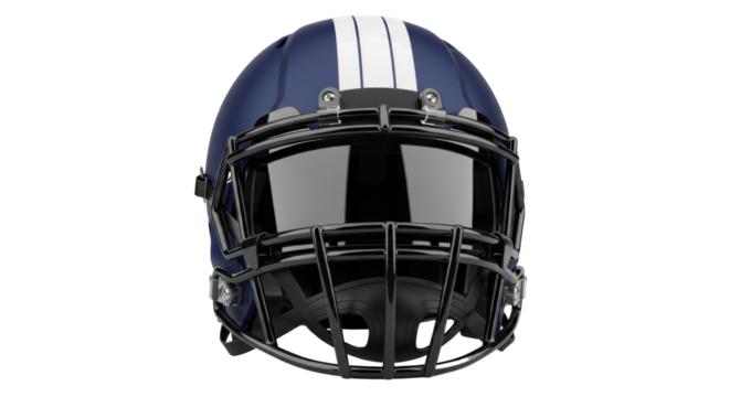 Isolated blue football helmet with black facemask protection sports safety equipment gear