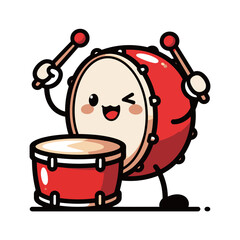 Cute Cartoon Drum Set Music Instrument Mascot Character