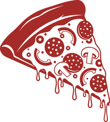 Vector art of slice of pepperoni and mushroom pizza