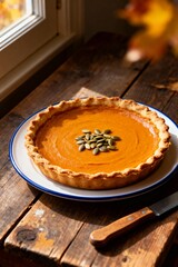 Pumpkin Pie with Seeds on Top