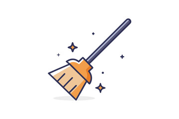 Sparkling Tip Broom Icon Minimal Magic Broom Glowing Star End