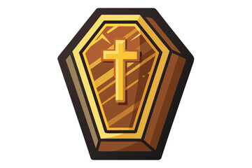 Obraz premium Coffin lid icon separate top outline design for spooky vector art