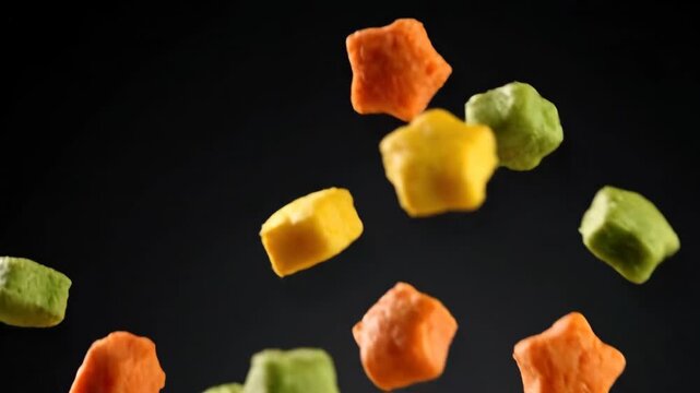 Colorful Star-Shaped Candy Corn Pieces Stacked Against a Dark Background