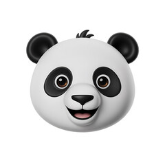 Fototapeta premium Cute cartoon panda face with a happy expression, isolated on transparent background