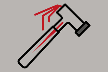 hammer with red smudge icon simple weapon striking metal