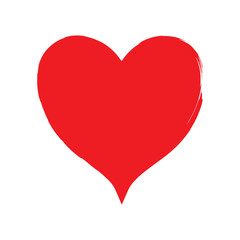 Solid Red Heart Shape with Textured Brush Fill Artistic Hand Painted Symbol of Love Graphic