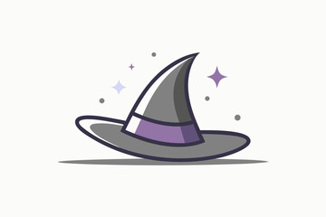 Wide brim hat icon simplified elegant witch hat fashion accessory