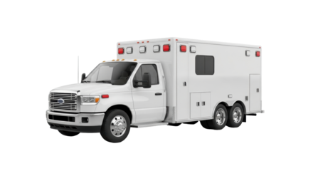 Isolated Ambulance Truck Vehicle Emergency Service on Neutral Backdrop Studio Shot Design Mockup