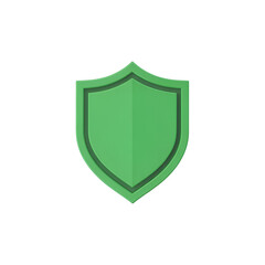 Green shield icon representing security and protection isolated on transparent background