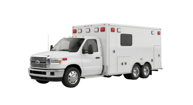 Isolated Ambulance Truck Vehicle Emergency Service on Neutral Backdrop Studio Shot Design Mockup