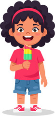 Girl eating popsicle (red shirt)