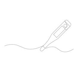 Obraz premium Continuous line thermometer drawing. White background. One line thermometer. Continuous line medical equipment concept. Medical equipment logo. Vector illustration editable