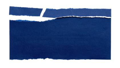 Torn, textured indigo paper revealing layers against a black background