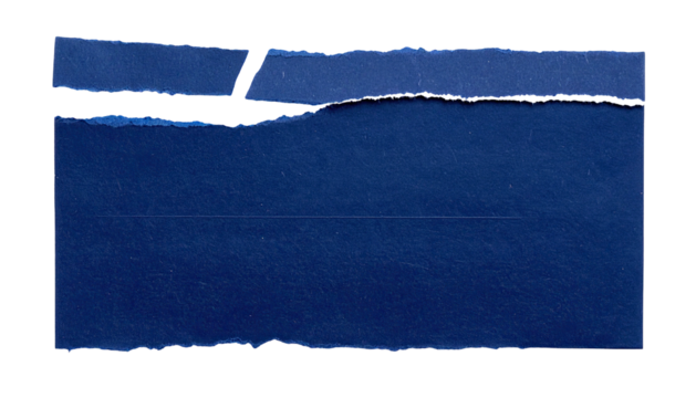 Torn, textured indigo paper revealing layers against a black background