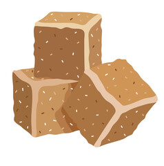 Brown Sugar Cubes Illustration Isolated on White Background