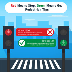 Traffic signal infographic for pedestrian awareness