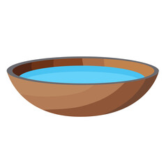 Fresh Water in Wooden Bowl Illustration Isolated on White Background