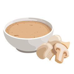 Mushroom Soup in Bowl Illustration Isolated on White Background