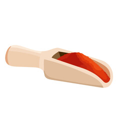Red Chili Powder in Wooden Scoop Illustration Isolated on White Background