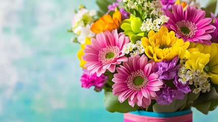 Vibrant Colorful Flower Bouquet Gerbera Daisy Floral Arrangement