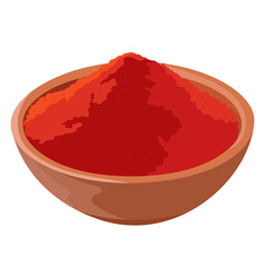 Red Chili Spice Powder in Bowl Illustration Isolated on White Background