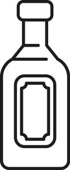 Simple line art depicting a bottle with a blank label, suitable for branding and packaging mockups