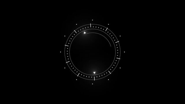 HUD Circle User interface on isolated black background. Target searching scope and scanning element theme. Digital UI and Sci-fi circular. Motion graphics of radar hud concept.